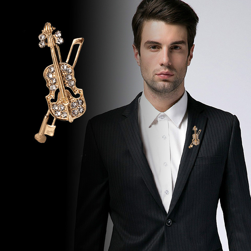 Vintage Tech Accessories - Crystal Violin Brooch Jewelry Luxury Music
