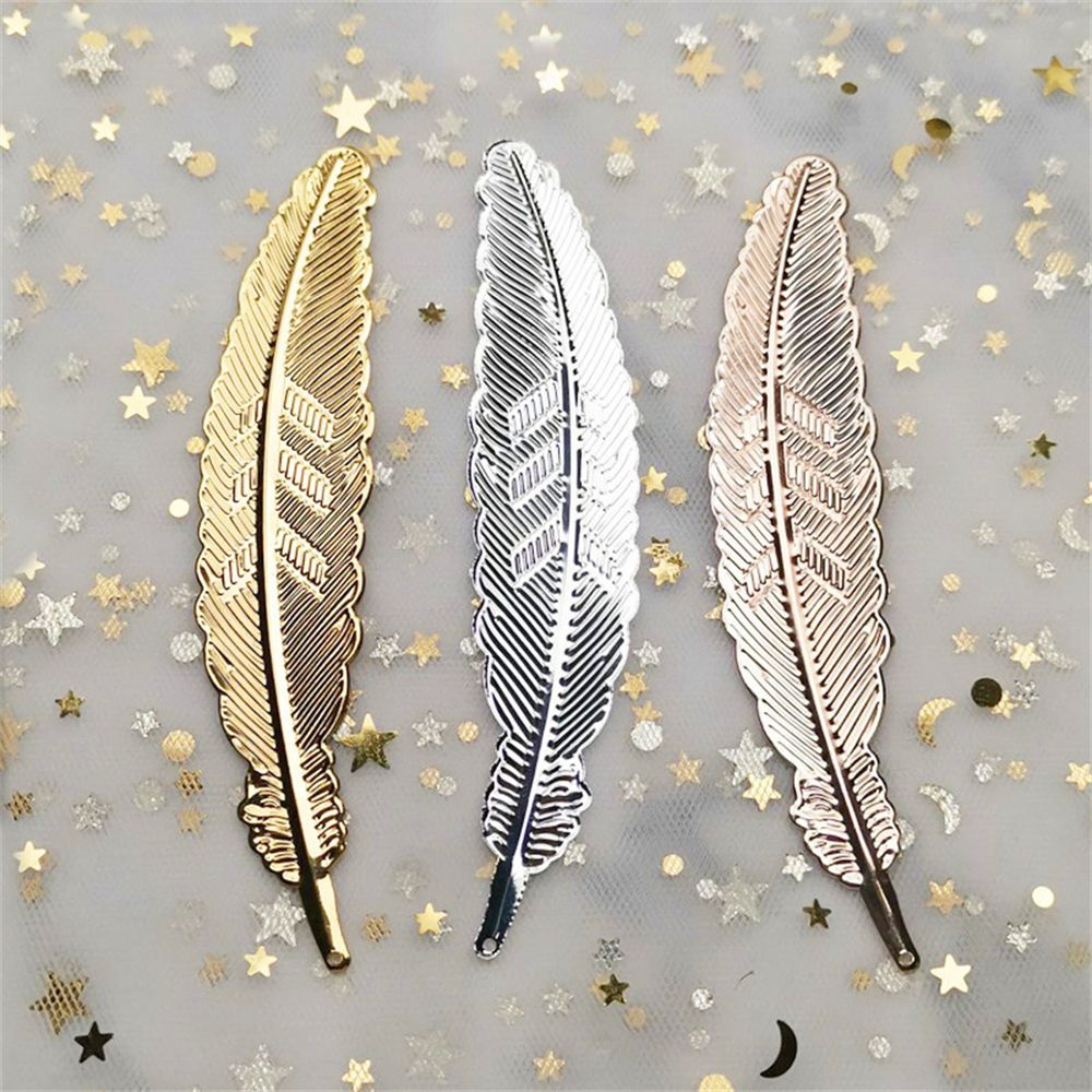Tech Office Accessories - 1PC Retro Metal Feather Bookmarks Gold/Silver