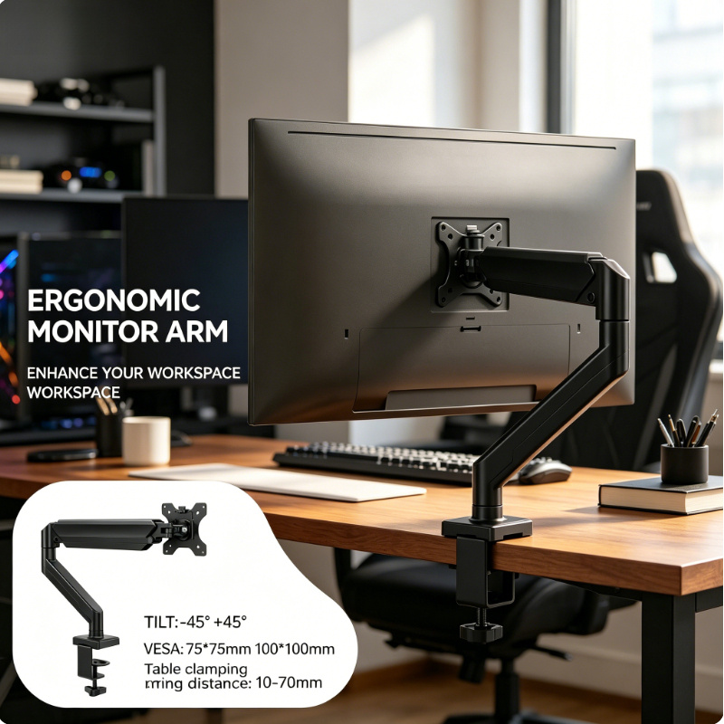 Monitor Arm Single - Gaming Monitor Desk Mount Single Arm