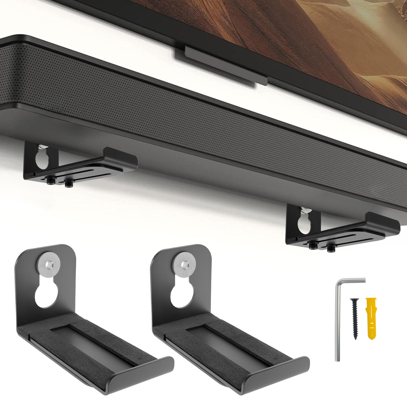 Tech Home Accessories - 2Pcs Soundbar Speaker Stands Wall Mount