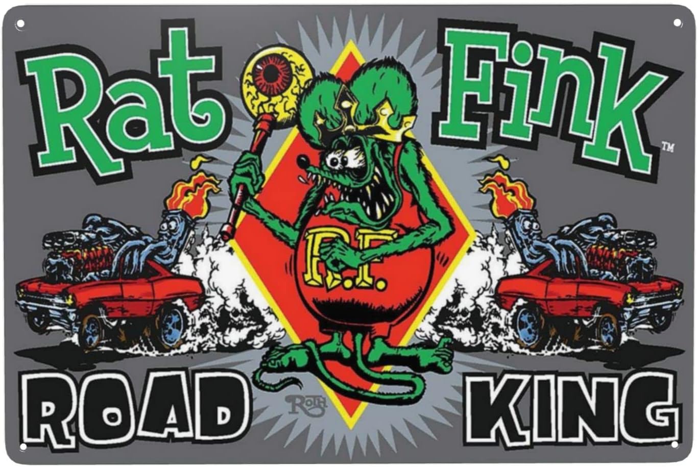 Vintage Tech Accessories - Rat Fink Cartoon Metal Tin Sign