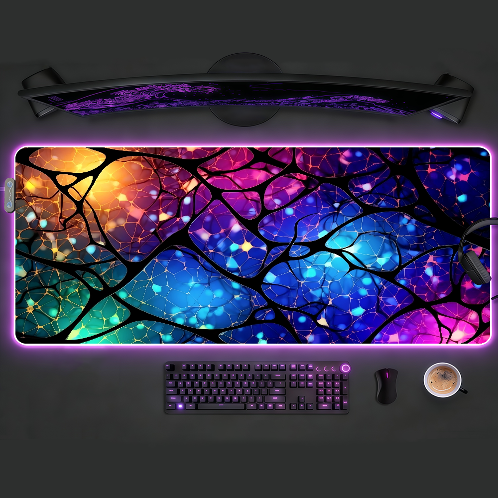 Tech Accessories For Desk - Tech Style Neon Mouse Pad RGB