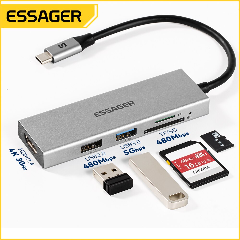 Essager 5 in 1 USB C HUB HDMI- – обзор и цена Usb C To Hdmi