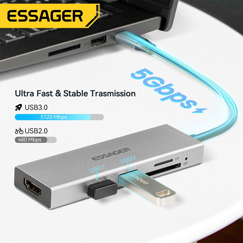 Essager 5 in 1 USB C HUB HDMI- – обзор и цена Usb C To Hdmi